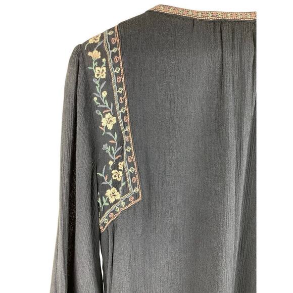 Abercrombie & Fitch Women's S Blue Embroidered Floral Mini Boho Shift Dress - Picture 6 of 9